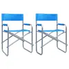 Image de vidaXL Chaises de metteur en scène lot de 2 Acier Bleu