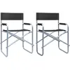 Image de vidaXL Chaises de metteur en scène lot de 2 Acier Noir