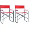 Image de vidaXL Chaises de metteur en scène lot de 2 Acier Rouge