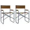 Image de vidaXL 2x Chaises de Metteur en Scène Chaise Pliable Siège de Jardin Siège de Camping Plage Extérieur Terrain de Sport Acier Marron
