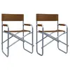 Image de vidaXL Chaises de metteur en scène lot de 2 Acier Marron