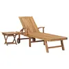 Image de vidaXL Chaise longue avec table Bois de teck solide