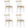 Image de vidaXL Chaises à dossier croisé lot de 4 blanc bois de manguier massif
