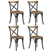 Image de vidaXL Chaises à dossier croisé lot de 4 noir bois de manguier massif