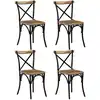 Image de vidaXL Chaises à dossier croisé lot de 4 noir bois de manguier massif