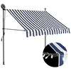 Image de vidaXL Luifel handmatig uitschuifbaar met LED 150 cm blauw en wit