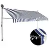 Image de vidaXL Auvent manuel rétractable avec LED 400 cm Bleu et blanc