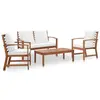 Image de vidaXL Salon de jardin avec coussins 4 pcs Bois d'acacia solide