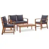 Image de vidaXL Salon de jardin 4 pcs avec coussins Bois d'acacia solide