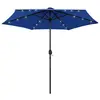 Image de vidaXL Parasol de jardin et lumières LED mât en aluminium bleu azuré