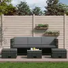 Image de vidaXL Salon de jardin 4 pcs avec coussins résine tressée gris