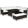Image de vidaXL Salon de jardin 3 pcs avec coussins Résine tressée Marron