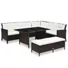 Image de vidaXL Salon de jardin 3 pcs avec coussins Résine tressée Marron