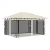 Image de vidaXL Belvédère avec moustiquaire 4x3x2,73 m Crème 180 g/m²