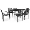 Image de vidaXL Mobilier à dîner d'extérieur 7 pcs Corde en coton et acier Noir