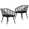 Image de vidaXL Chaises de jardin lot de 2 avec coussins Résine tressée Noir