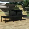 Image de vidaXL Salon de jardin 3 pcs avec coussins Noir PVC