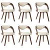 Image de vidaXL Chaises à manger lot de 6 crème bois courbé et similicuir