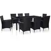Image de vidaXL Ensemble à dîner d'extérieur 9 pcs Résine tressée Noir