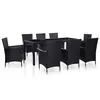 Image de vidaXL Ensemble à dîner d'extérieur 9 pcs Résine tressée Noir