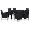 Image de vidaXL Ensemble à manger d'extérieur 7 pcs Résine tressée Noir