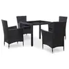 Image de vidaXL Ensemble à manger d'extérieur 5 pcs Résine tressée Noir