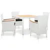 Image de vidaXL Salon de jardin 5 pcs résine tressée blanc