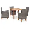 Image de vidaXL Mobilier à dîner 5 pcs résine tressée et bois d'acacia gris