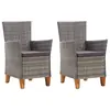 Image de vidaXL Chaises de jardin lot de 2 avec coussins Résine tressée Gris