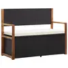 Image de vidaXL Banc de jardin 115 cm Résine tressée et bois d'acacia Noir