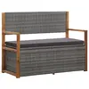 Image de vidaXL Banc de rangement 115 cm Résine tressée et bois d'acacia Gris