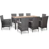 Image de Mobilier à dîner de jardin 9pcs et coussins Résine tressée Gris
