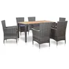 Image de Mobilier à dîner de jardin 7pcs et coussins Résine tressée Gris
