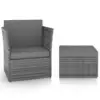 Image de vidaXL Chaise de jardin avec tabouret Résine tressée Anthracite