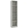 Image de vidaXL Bibliothèque à 5 niveaux Gris béton 40x24x175cm Bois ingénierie