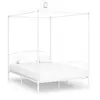 Image de vidaXL Cadre de lit sans matelas avec baldaquin blanc 140x200 cm métal