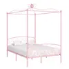 Image de vidaXL Cadre de lit à baldaquin sans matelas rose métal 140x200 cm