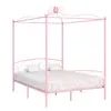 Image de vidaXL Cadre de lit à baldaquin sans matelas rose métal 160x200 cm