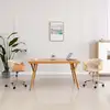 Image de vidaXL Chaise pivotante à manger Crème Bois courbé et Similicuir