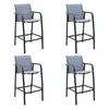 Image de vidaXL Chaises de bar de jardin lot de 4 Gris Txtilène