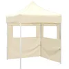 Image de vidaXL Partytent met 2 zijwanden inklapbaar 2x2 m staal crème