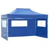 Image de vidaXL Tente de réception pliable avec 3 parois 3x4 m Acier Bleu