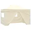 Image de vidaXL Tente de réception pliable avec 4 parois 3x4 m Acier Crème