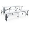 Image de vidaXL Table pliable de jardin avec 2 bancs 180 cm Acier et PEHD Blanc