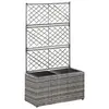 Image de vidaXL Lit surélevé en treillis 2 pots 58x30x107cm Résine tressée Gris