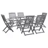 Image de vidaXL Ensemble à manger de jardin 7 pcs Bois d'acacia massif Gris