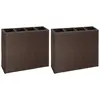 Image de vidaXL Lits surélevés de jardin et 4 pots 2 pcs Résine tressée Marron