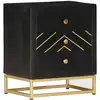 Image de vidaXL Table de chevet Noir et doré 40x30x50cm Bois de manguier massif