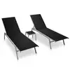 Image de vidaXL Chaises longues lot de 2 avec table acier et textilène noir