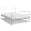 Image de vidaXL Cadre de lit sans matelas et tête de lit blanc métal 160x200 cm